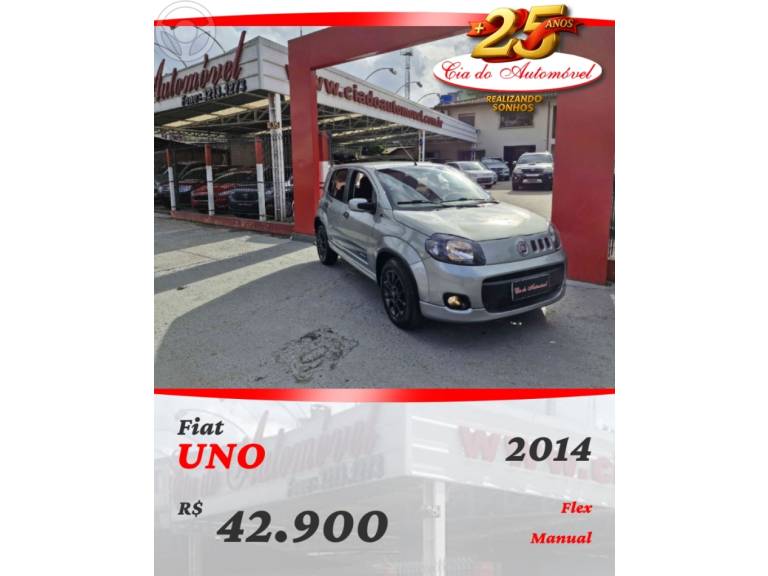 FIAT - UNO 1.4 EVO SPORTING 8V FLEX 4P MANUAL - 2014/2014 - PRATA - R$ 42.900,00