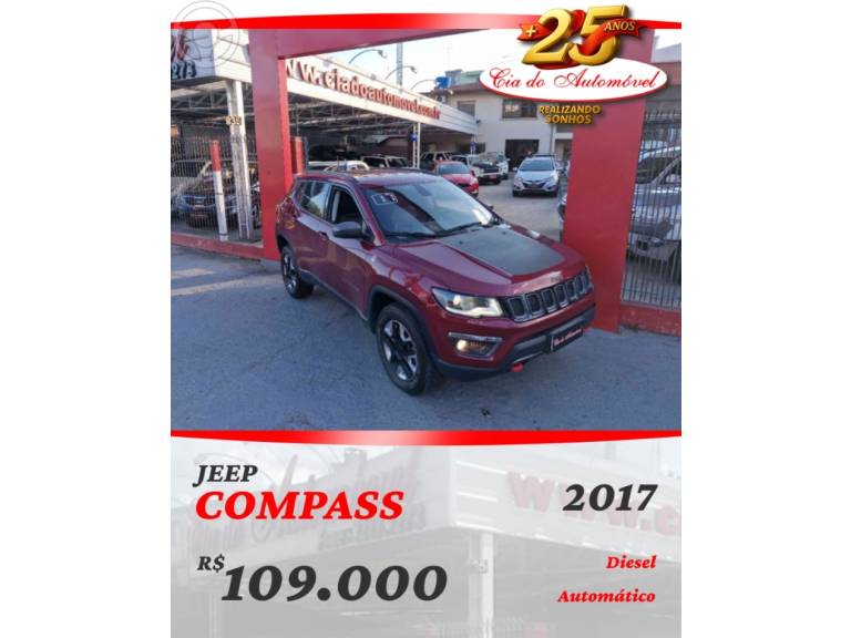 JEEP - COMPASS 2.0 16V DIESEL TRAILHAWK 4X4 AUTOMÁTICO - 2016/2017 - BORDO - R$ 109.000,00