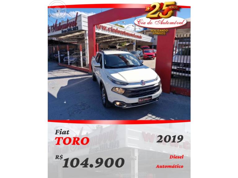 FIAT - TORO 2.0 16V TURBO DIESEL FREEDOM 4WD AT9 AUTOMÁTICO - 2018/2019 - BRANCA - R$ 104.900,00