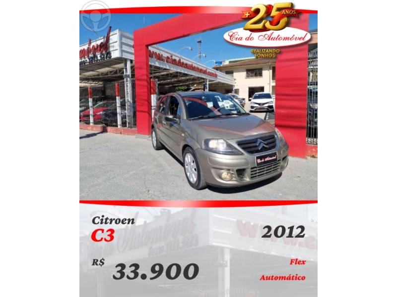 CITROËN - C3 1.6 EXCLUSIVE 16V FLEX 4P AUTOMÁTICO - 2011/2012 - MARROM - R$ 33.900,00