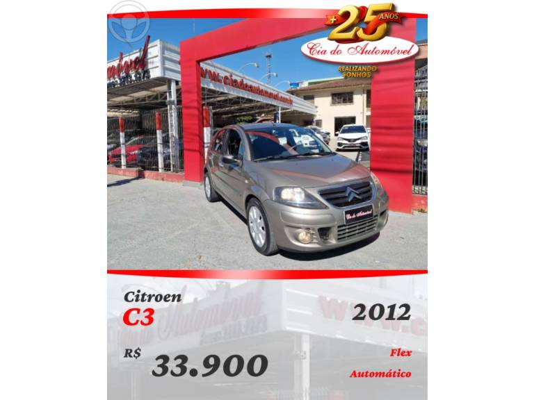 CITROËN - C3 1.6 EXCLUSIVE 16V FLEX 4P AUTOMÁTICO - 2011/2012 - MARROM - R$ 33.900,00