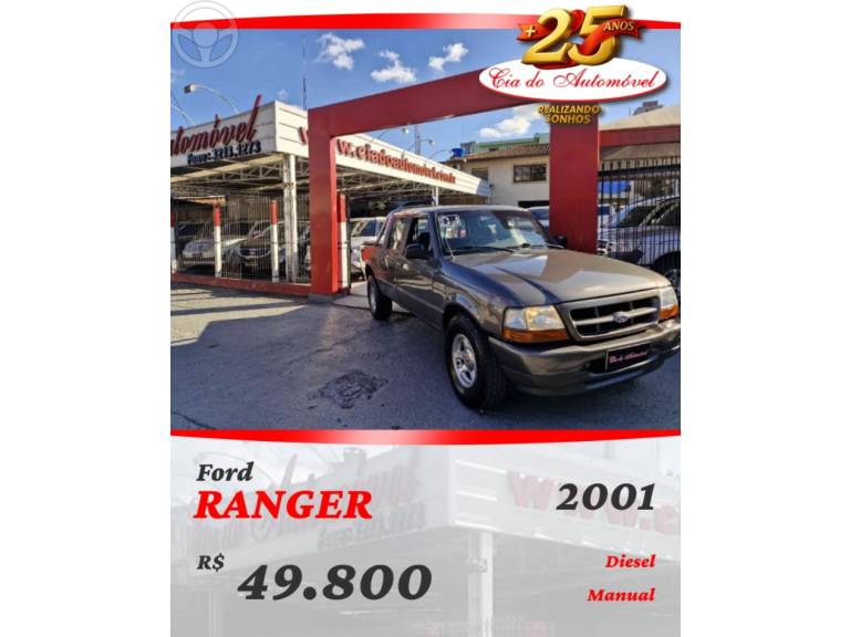 FORD - RANGER 2.5 XL 4X2 CD 8V TURBO INTERCOOLER DIESEL 4P MANUAL - 2000/2001 - CINZA - R$ 49.800,00