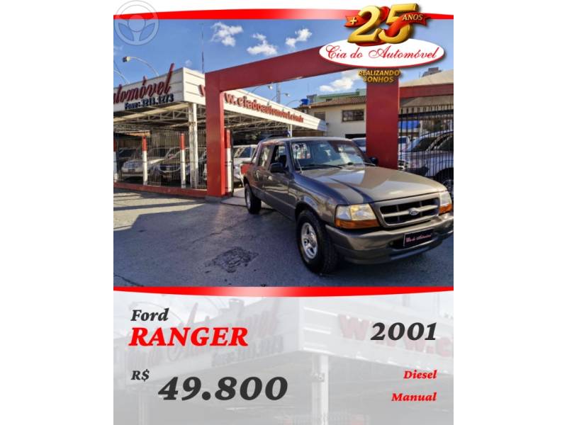 FORD - RANGER 2.5 XL 4X2 CD 8V TURBO INTERCOOLER DIESEL 4P MANUAL - 2000/2001 - CINZA - R$ 49.800,00
