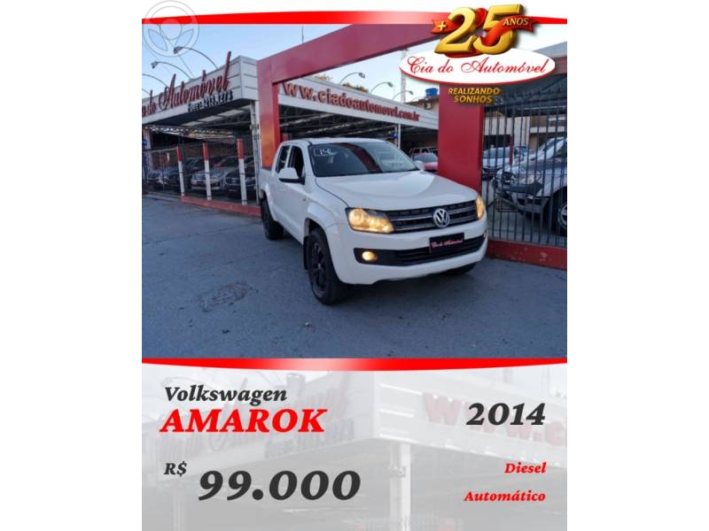 VOLKSWAGEN - AMAROK 2.0 TRENDLINE 4X4 CD 16V TURBO INTERCOOLER DIESEL 4P AUTOMÁTICO - 2014/2014 - BRANCA - R$ 99.000,00