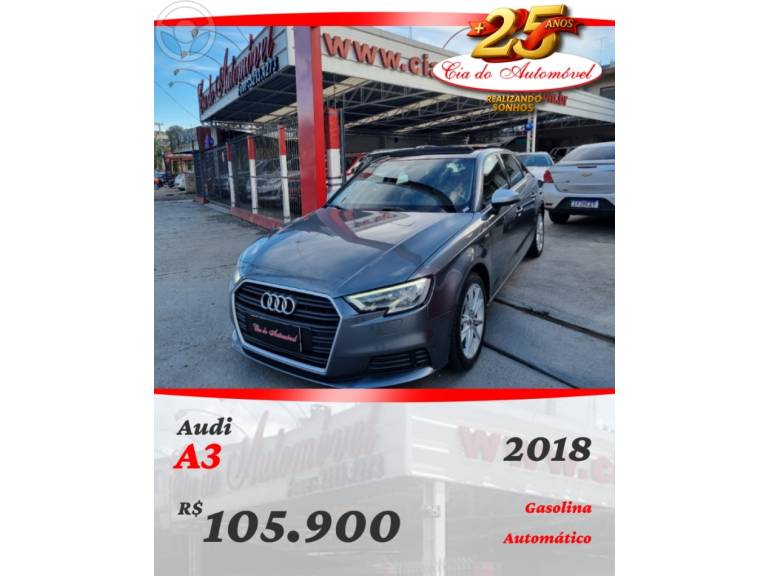 AUDI - A3 1.4 TFSI SPORTBACK AMBIENTE 16V 4P S-TRONIC - 2017/2018 - CINZA - R$ 105.900,00