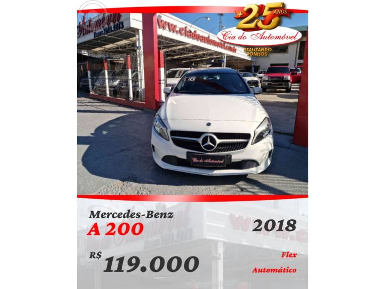 MERCEDES-BENZ - A 200 1.6 TURBO 16V FLEX 4P AUTOMÁTICO - 2017/2018 - BRANCA - R$ 119.000,00