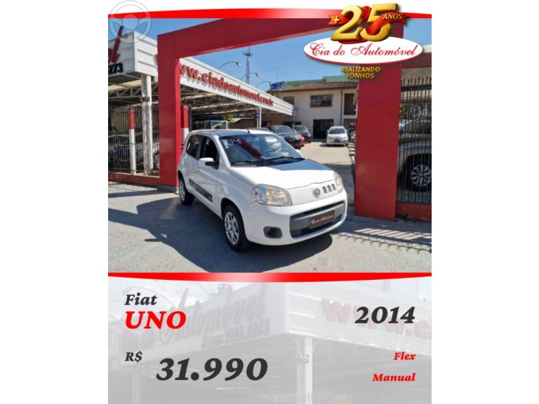 FIAT - UNO 1.0 EVO VIVACE 8V FLEX 4P MANUAL - 2013/2014 - BRANCA - R$ 31.990,00