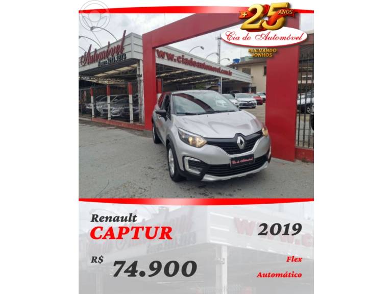 RENAULT - CAPTUR 1.6 LIFE 16V FLEX 4P AUTOMÁTICO - 2019/2019 - PRATA - R$ 74.900,00